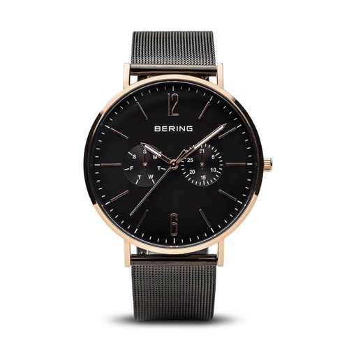 Orologio BERING Classic Uomo, Quarzo, Cassa E Cinturino In Acciaio 316L, Vetro Zaffiro, Quadrante Grigio, 38 Mm