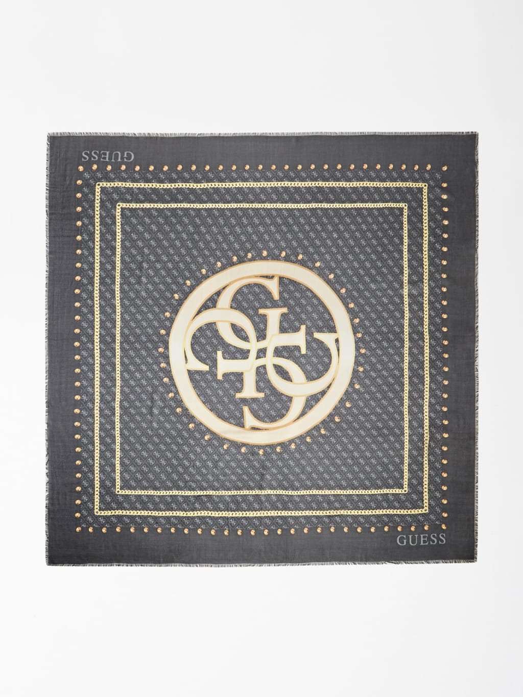 Foulard Carré GUESS En Soie - Dimensions 85 X 87 Cm - Couleur Beige - Vintage Occasion