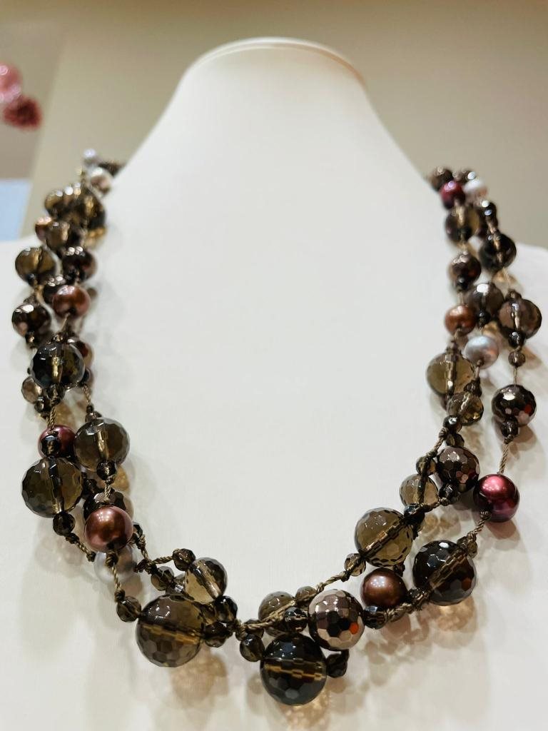 Collana con perle e pietre dure - Gioielli e Bijoux, Collane, Collane Perle, Collane Pietra Dura, Collane Donna - Shop s.r.l