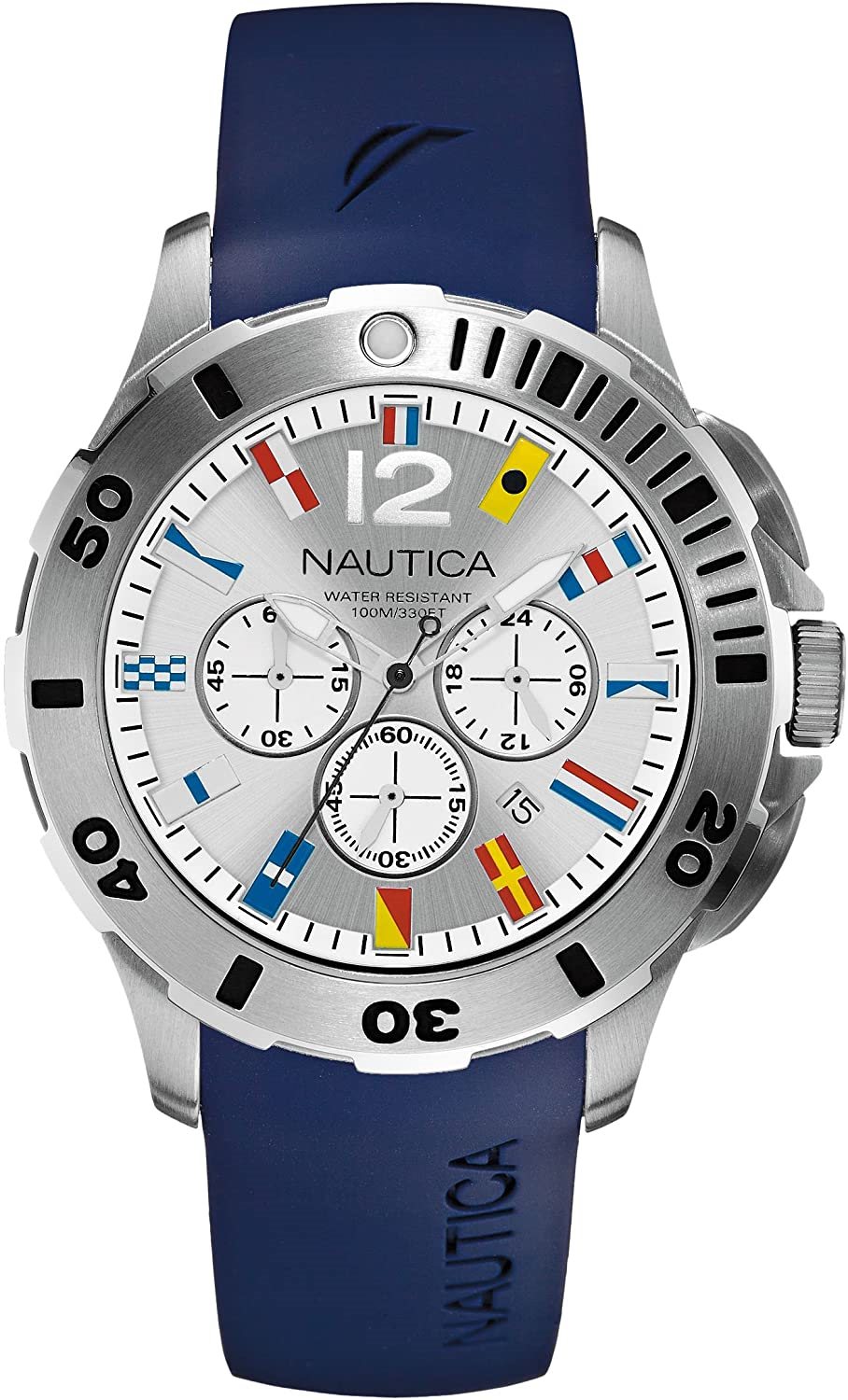 Nautica Orologio Uomo Cronografo Quarzo - Cassa 44mm Acciaio, Bracciale In Pelle - Impermeabile 100m