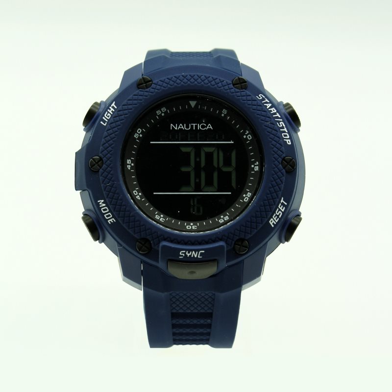 Nautica Orologio Digitale Uomo NAI19524G - Sportivo Al Quarzo Con Cinturino In Silicone Blu E Quadrante Nero, 10 Bar