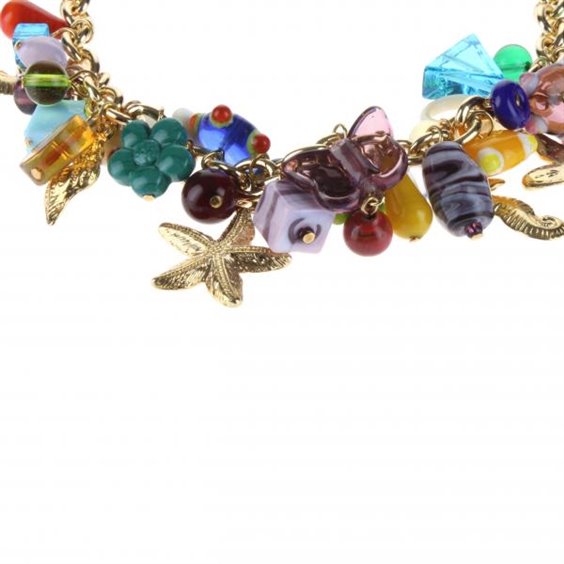 Collana Antica Murrina Venezia Rezzonico: Vetro Di Murano E Metallo Argentato, Lunghezza 49 Cm, Gioiello In Cofanetto