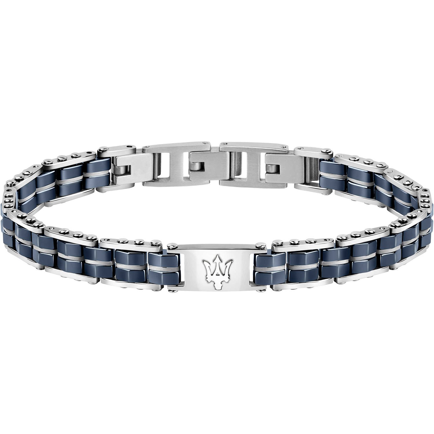 Pulsera Maserati Hombre Recycled Leather Piel Azul JM4249IK01 - Joyerías Sánchez