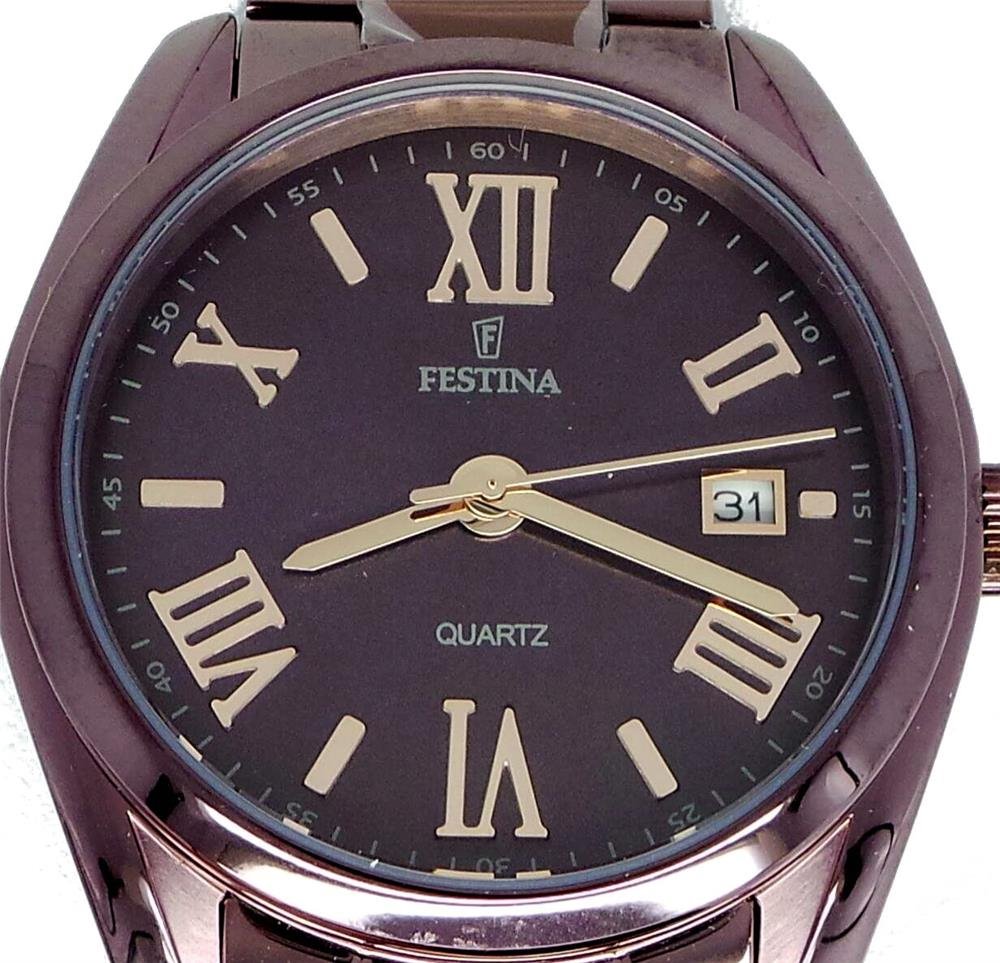 Festina Orologio Da Donna Elegante Modello F16865/1 - Cassa Rotonda 36,8 Mm, Cinturino In Acciaio Rosso