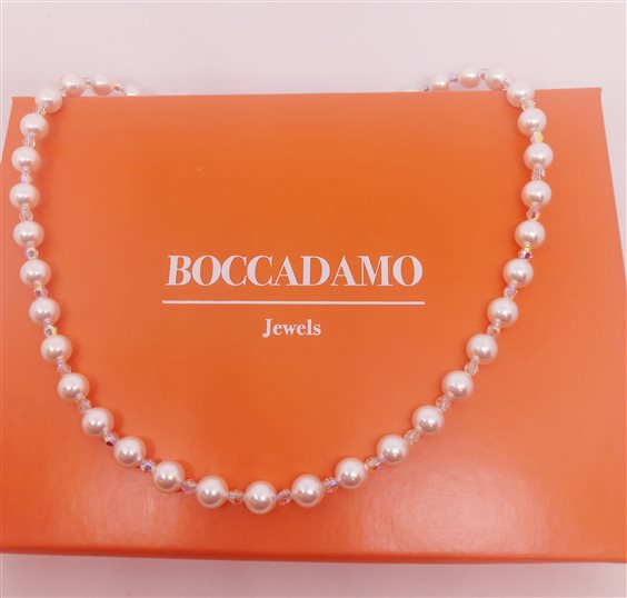 Boccadamo - Collana Di Perle Bianche Con Centrale Satinato In Argento Rodiato - Lunghezza Regolabile 41-47 Cm - Diametro Perle 6 Mm - 2