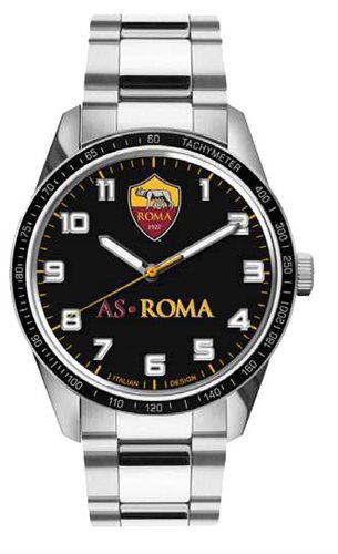 AS Roma Orologio Da Polso Unisex P-RN443XN1 – Analogico Al Quarzo, Cassa 36 Mm Con Cinturino In Gomma
