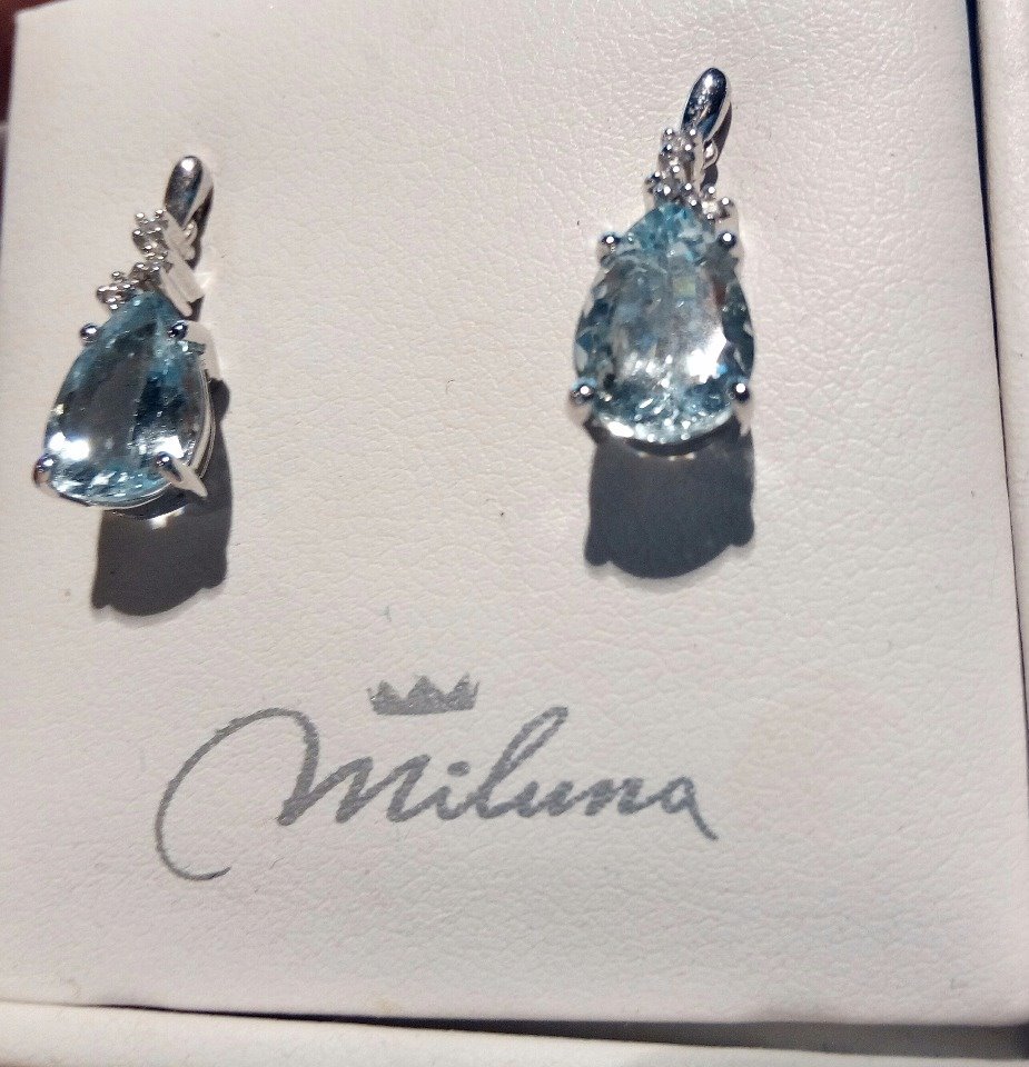 Oiritaly Orecchini Donna Miluna ERD831 Acquamarina Oro