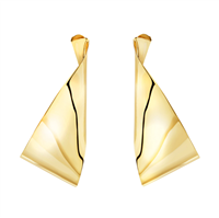 Gioielli Breil Collezione Retwist: Orecchini A Cerchio Grandi In Acciaio Color Oro - Eleganti E Sinuosi, Chiusura A Farfalla - TJ3466