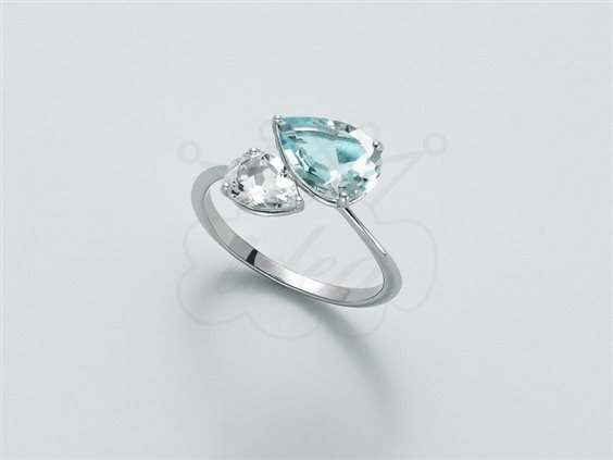 Anello Donna Argento Con Topazio Bianco, Quadrato Taglio Radiante, Regolabile, Nuovo - Foto 3