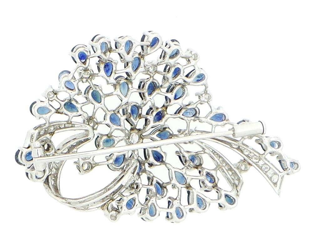 Spilla Spilla Ovale Zaffiro Ovale E Diamante Creata Confezione