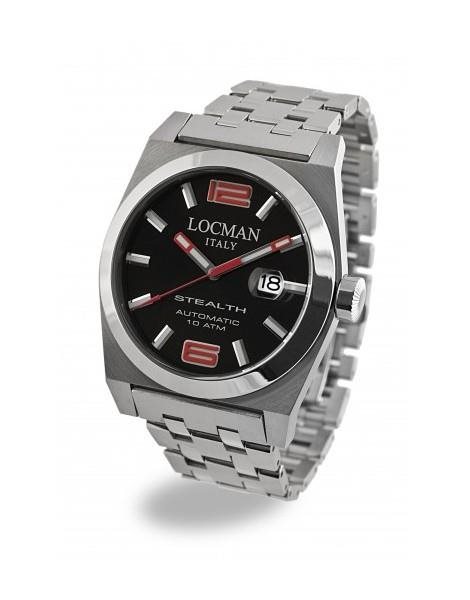 Montre Locman Homme Stealth in Acier 020500BKNRD0BR0
