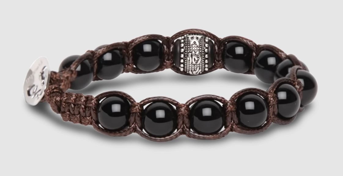 Generico ALCHIMIA Bracciale Unisex Onice Nera Con Buddha | Pietre Naturali Mm 8 | Filo Elastico Di Ricambio Incluso | Fatto A Mano In Italia