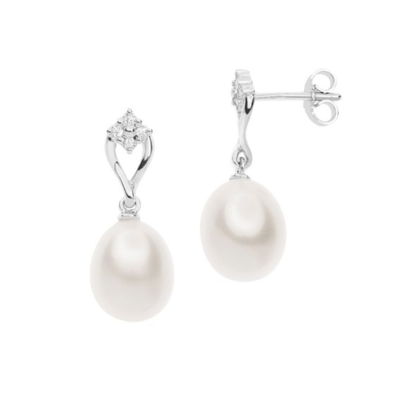 Comete Orecchini Donna In Oro Bianco 18kt Con Perle Coltivate - Modello ORP 147 B, Gioielli Classici Ed Eleganti Per Ogni Occasione - 3