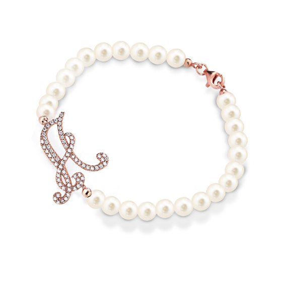 LOTUS SILVER Bracciale Lettere Iniziali Argento 925 – Donna, Lunghezza 42 Mm, Regalo In Astuccio Originale