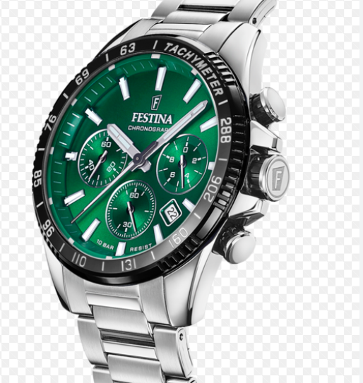 Reloj Festina Hombre Plateado y Verde Cronógrafo F20560/4