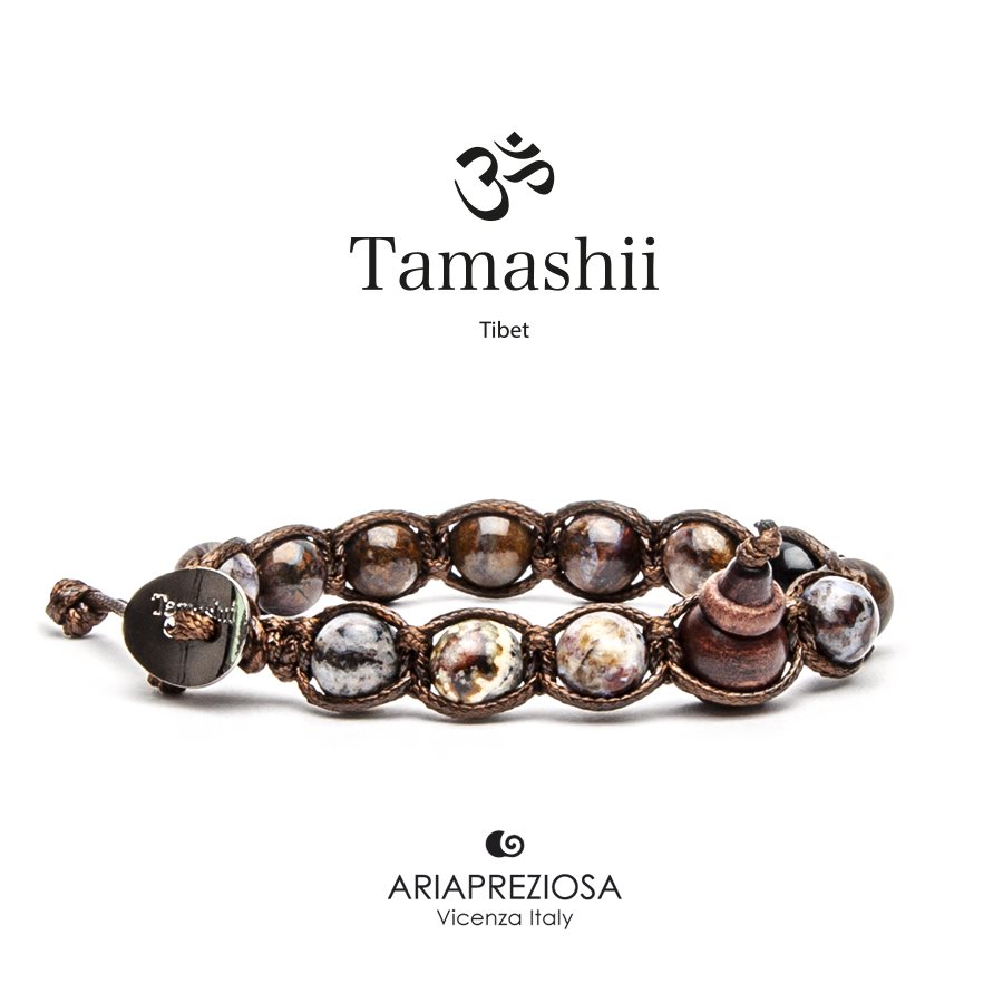 Bracciale Tamashii Tibet Originale In Madreperla - BHS900-39, Infilato Su Corda Regolabile, Portafortuna - 3