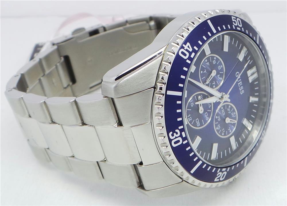Orologio GUESS Uomo/Donna Con Cronografo – Cinturino Blu, Cassa Oro Rosa, Impermeabile 100m