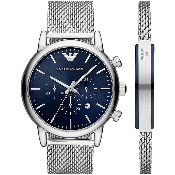 Orologio Uomo Ourui Al Quarzo Con Quadrante Grande 49mm - 3 Cronografi, Calendario, 30m Impermeabile, Blu/Argento
