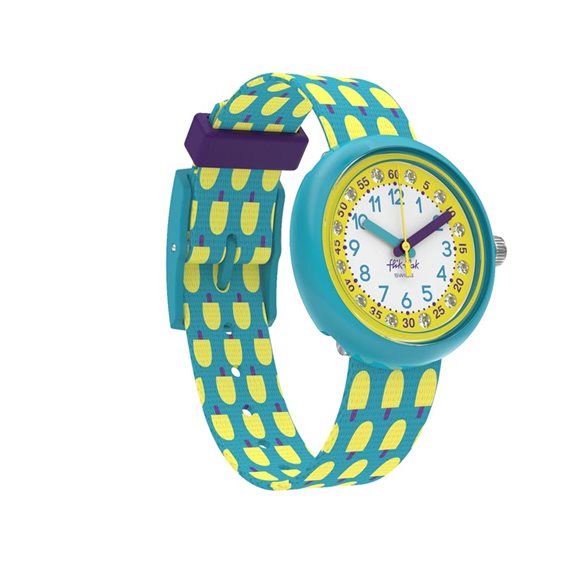 Orologio Bambino Swatch Flik Flak Quarzo Solo Tempo Blu Numeri