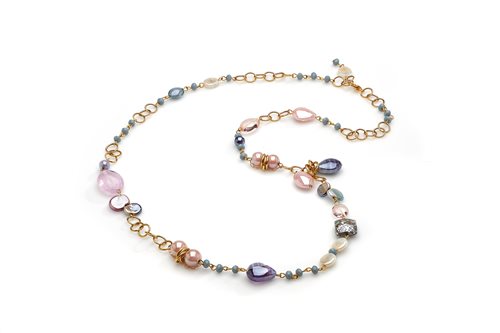 Collana Antica Murrina Venezia Rezzonico: Vetro Di Murano E Metallo Argentato, Lunghezza 49 Cm, Gioiello In Cofanetto