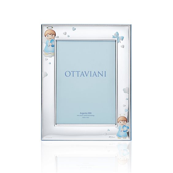 Cornice 2 Foto 10x15 Nascita Bambino In Legno Bianco E Azzurro Con - Foto 11