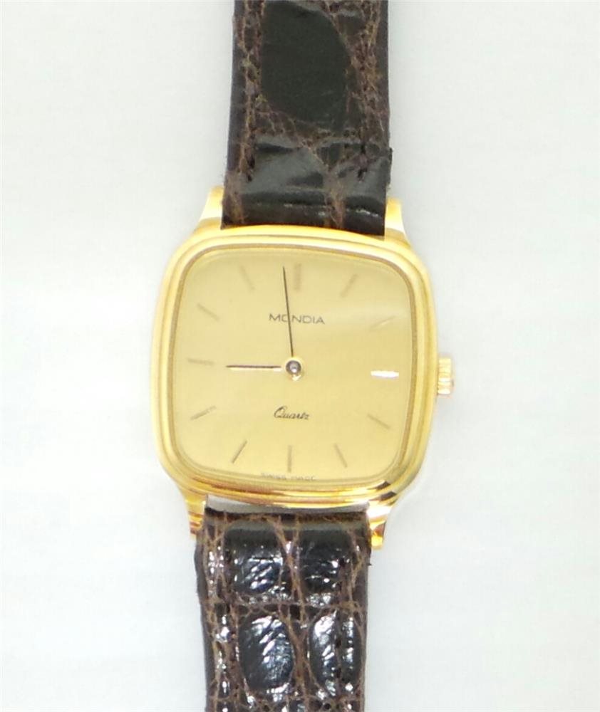 Montre Zenith Femme Classique, Boîtier Acier Plaqué Or, Cadran Or, Bracelet Cuir - Neuf Avec étiquettes