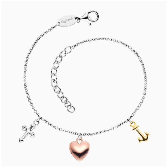 Engelsrufer Braccile ERB In Argento Sterling 925 Rodiato - Regolabile, Larghezza 4 Mm, Lunghezza 19,5 Cm, Gioiello Minimalista
