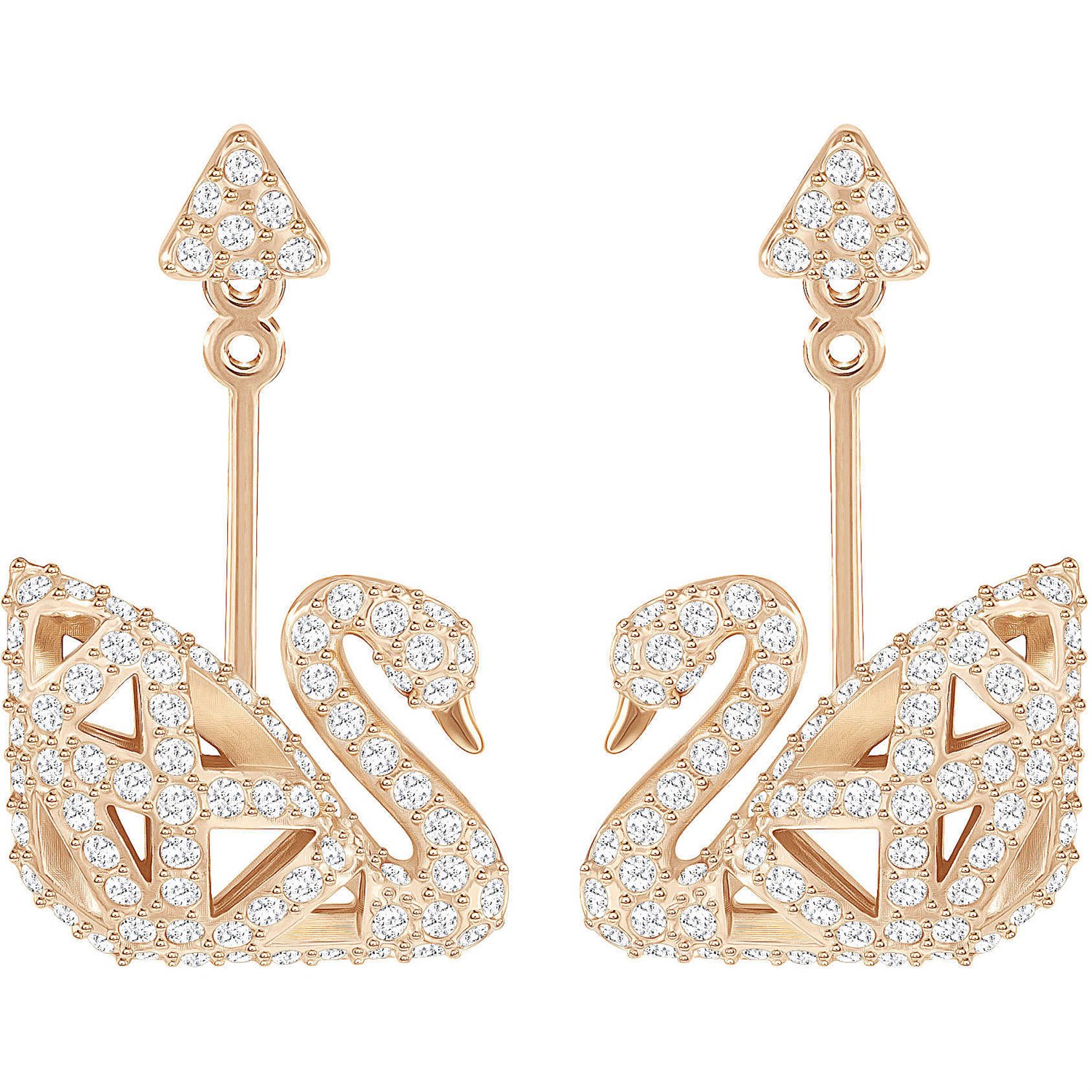 MicLee Orecchini A Lobo In Argento 925 Con Zirconi, Design A Cigno, Eleganti, Confezione In Sacchetto Di Velluto, Regalo Per Donna