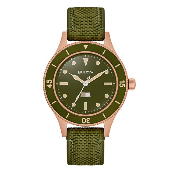 Bulova Marine Star 98A282 - Orologio Uomo Automatico Con Cinturino In Gomma Blu - Cassa Acciaio Oro Rosa 200m