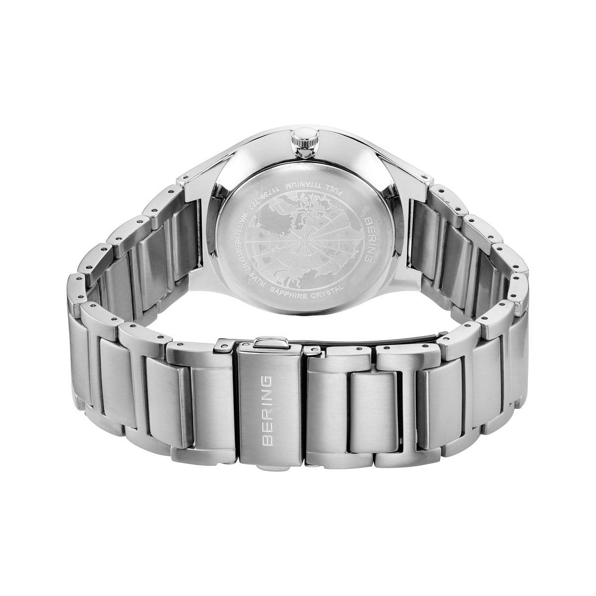 BERING Orologio Uomo Titanio Quarzo Con Vetro Zaffiro E Cinturino In Titanio Grigio 11939-772