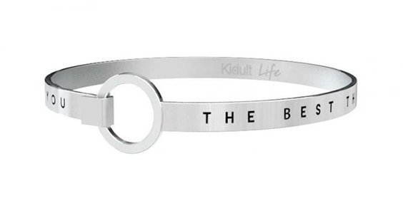 KIDULT Bracciale Love In Acciaio 316L Con Ciondolo A Cuore Satinato E Cristallo – Unisex