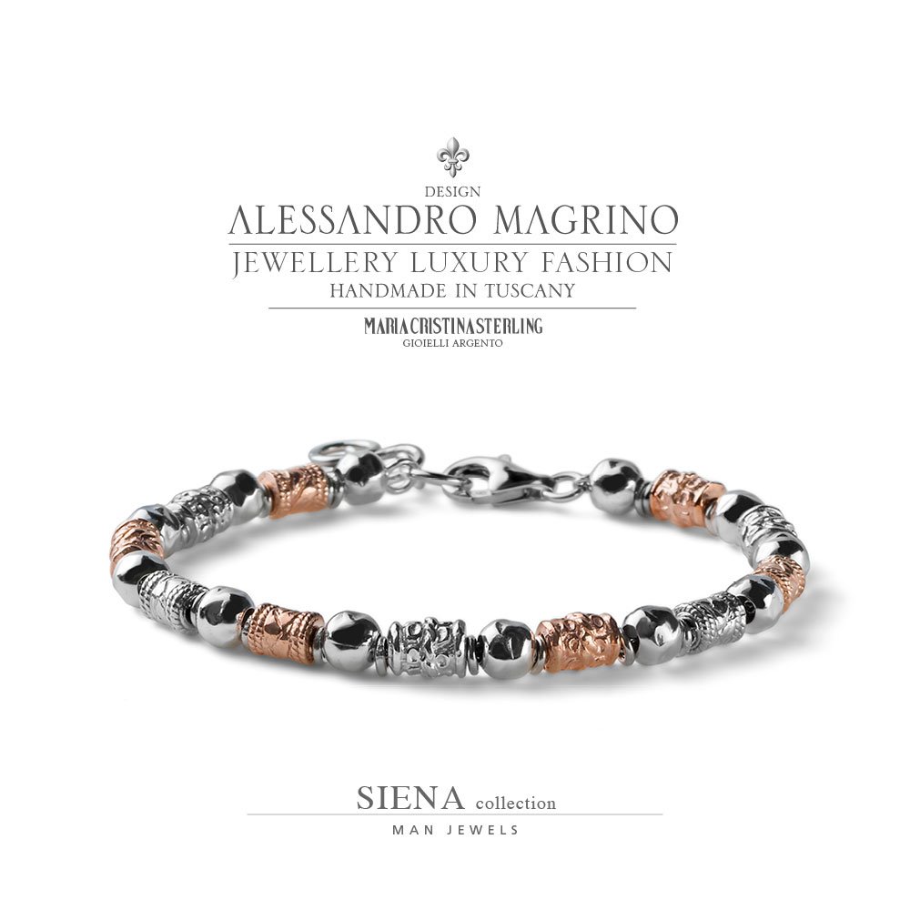 Oiritaly Bracciale Uomo Maria Cristina Sterling G4013 Argento