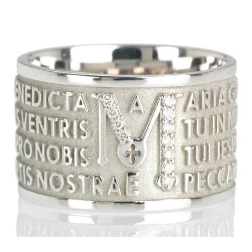 Tuum Anello Con Preghiera Ave Maria Silver Ring With Ave Maria