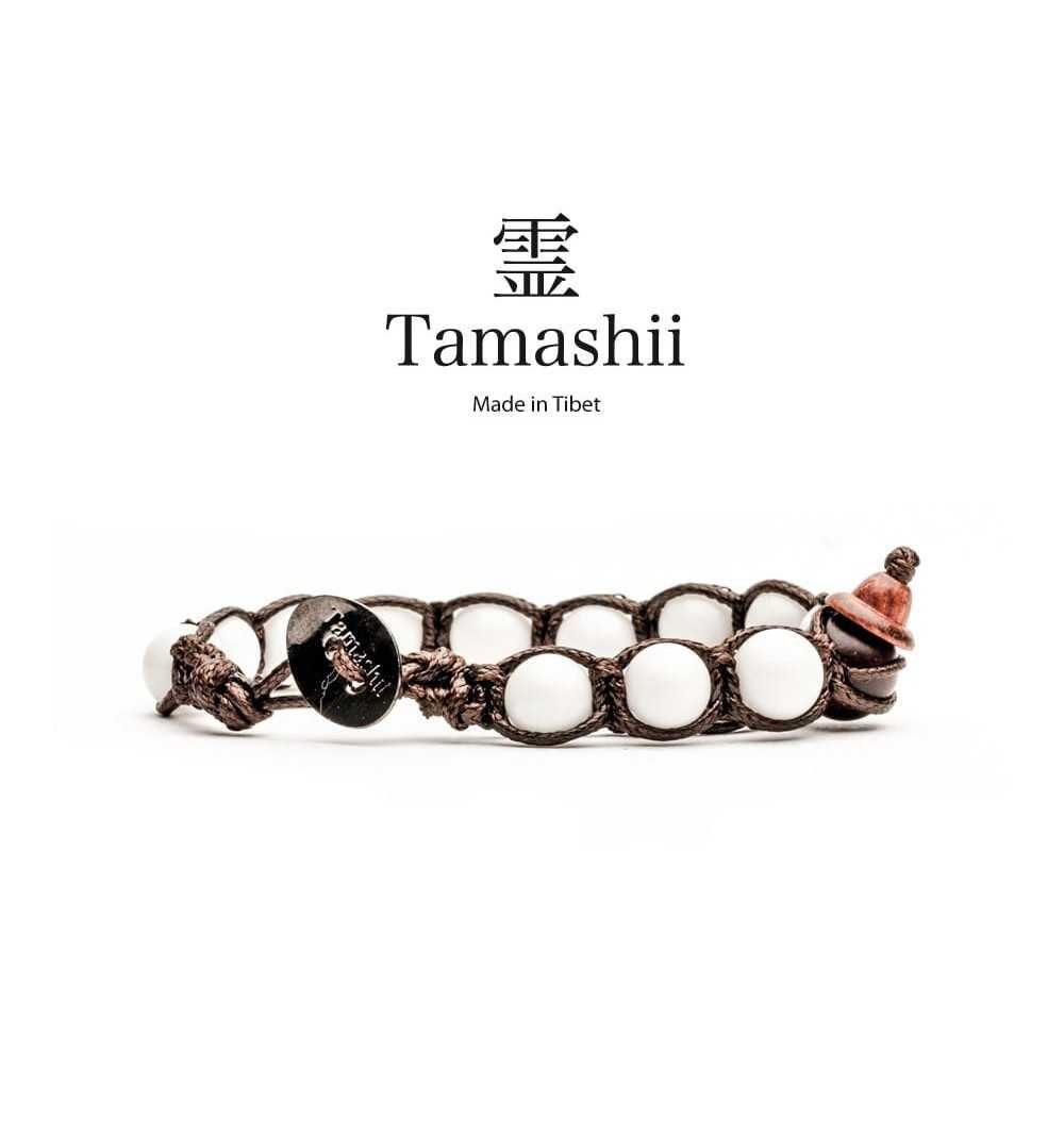 Bracciale Tamashii Tibetano con Agata Bianca 6mm BHS601-14