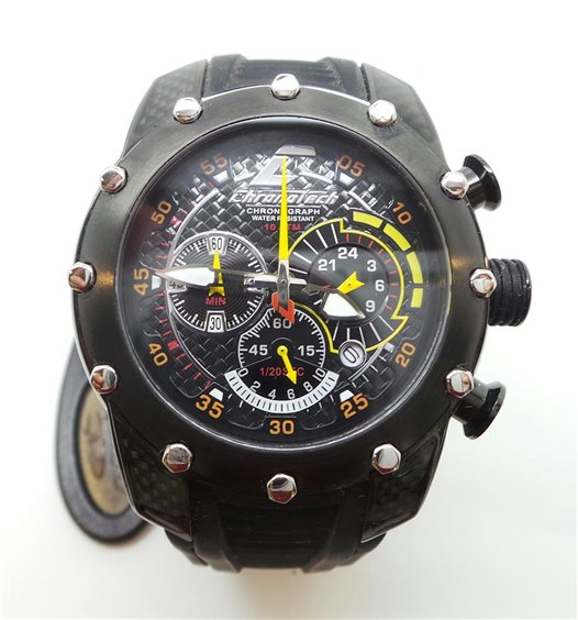 Orologio Uomo Chronotech CT7036M-15, Quarzo, Cassa In Acciaio 45mm, Cinturino In Gomma Nero, Quadrante Analogico