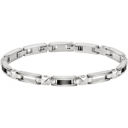Bracciale Uomo Morellato Cross In Acciaio - Design Moderno Nero E Argento, 22cm, SKR57