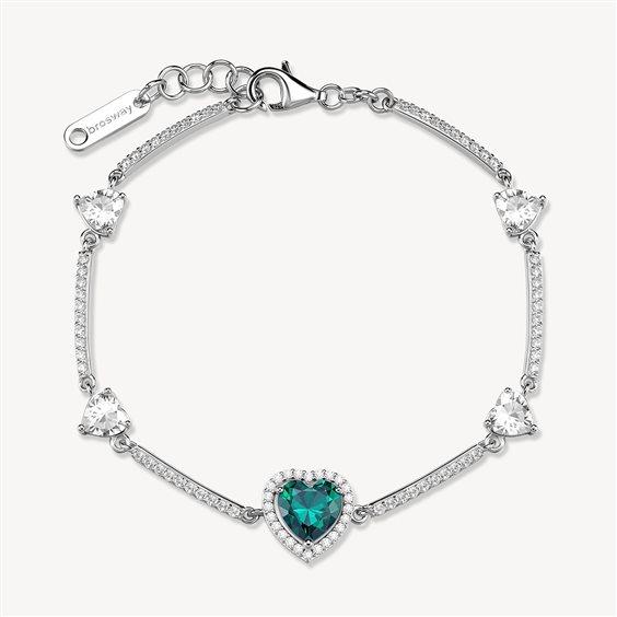 Brosway Bracciale Rigido Donna In Argento 925 Con Zirconi Verdi - Collezione Fancy FLG04, Diametro 160 Mm