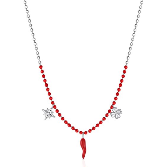 Brosway Collana Donna In Acciaio 316L Con Cristalli E Perle Di Conchiglia, Collezione Chant - Modello BAH83, Lunghezza 44,5 Cm, Gioiello Ipoallergenico