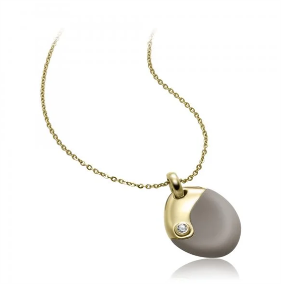 BREIL TJ1673 Orecchini Donna Sense Of Touch In Acciaio Oro, Cristalli E Poliuretano Soft Touch Beige, Misura Media
