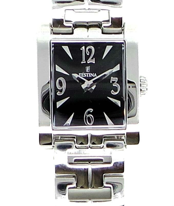 FESTINA F16394/2 – Orologio Da Donna, Cassa In Acciaio, Quadrante Nero, Cinturino In Gomma, 40mm, Quarzo