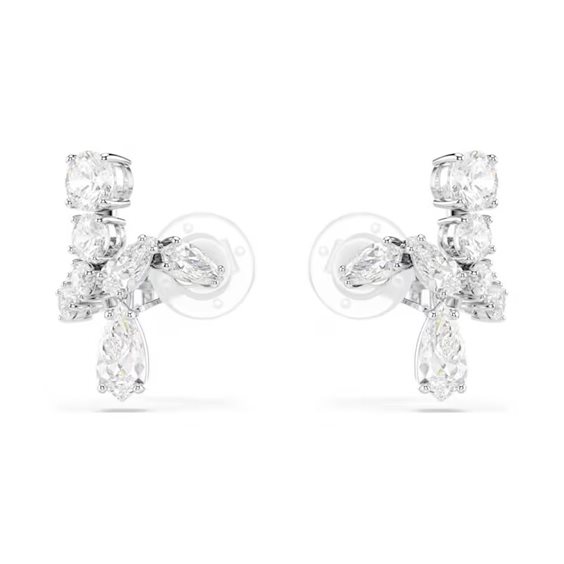 Orecchini In Argento 925 Con Zirconi Cubici Rettangolari, Silvego LPSE0455W, Grandezza 9x17 Mm, Rodiato Effetto Oro Bianco, Eleganti