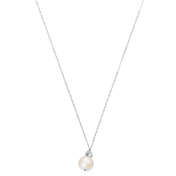 Collana Liu Jo Luxury LJ2579 In Acciaio Inossidabile Rosa Con Perle - 50 Cm, Chiusura A Moschettone