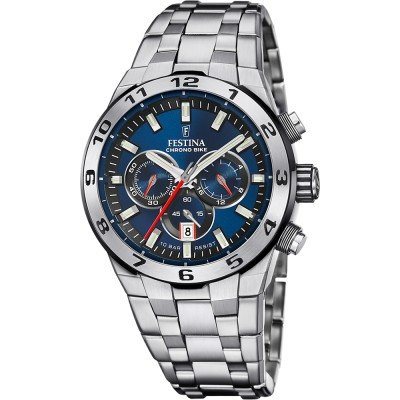 Montre Festina Homme – Édition Limitée, Boîtier Bleu Et Bracelet Acier, Quasi Neuve
