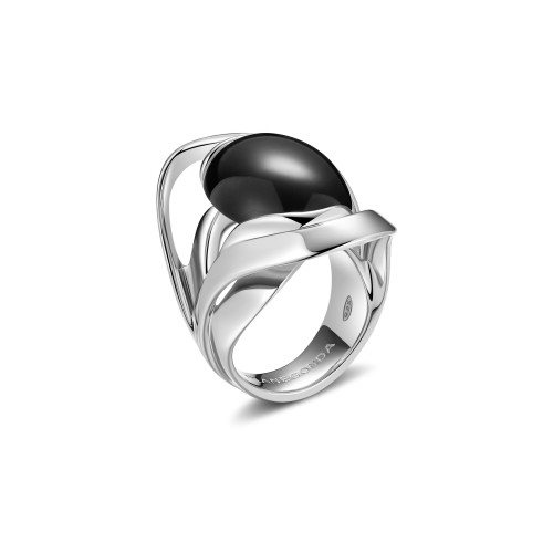 Anello Martellato Tondo Onice In Argento 925 E Onice | Giovanni Raspini - Foto 7