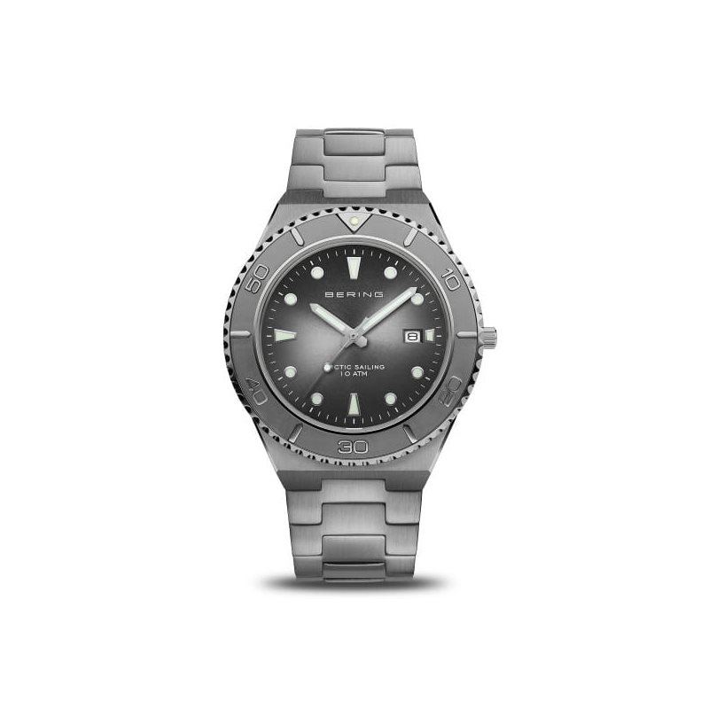 BERING Orologio Analogico Uomo Al Quarzo – Collezione Titanio, Vetro Zaffiro, Quadrante Nero, Cinturino In Acciaio, Impermeabile 5 ATM, Modello 11743-727