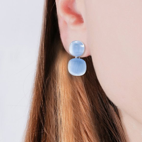 Orecchini Morellato Collezione Gemma In Argento, Con Pietra Cat Eye Nera E Zirconi. Eleganti E Minimal Chic, Con Chiusura A Farfalla.