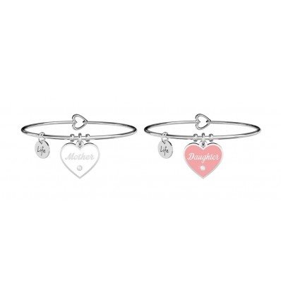 Bracciale Kidult Donna 731993 In Acciaio 316L - Regolabile Con Cuore E Scritta 'Con Te È... Mondo'