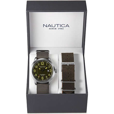 Nautica Orologio Analogico Quarz Uomo Argento, con Cinturino in Acciaio Inossidabile NAPJBC005