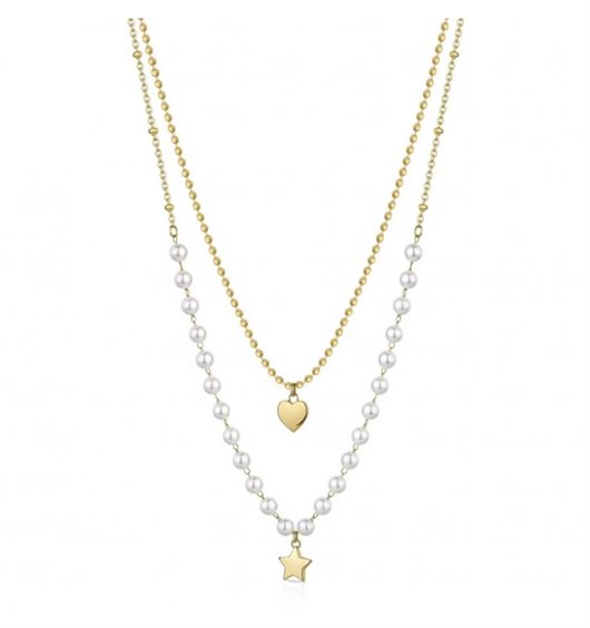Collana Girocollo Brosway Chant In Acciaio Con Luna, Stelle E Cristalli Swarovski - BAH06, Finitura Oro 14K