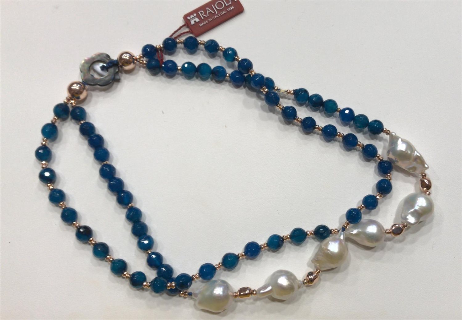 Collana donna in acciaio con pietre preziose blu - MODA MavillA